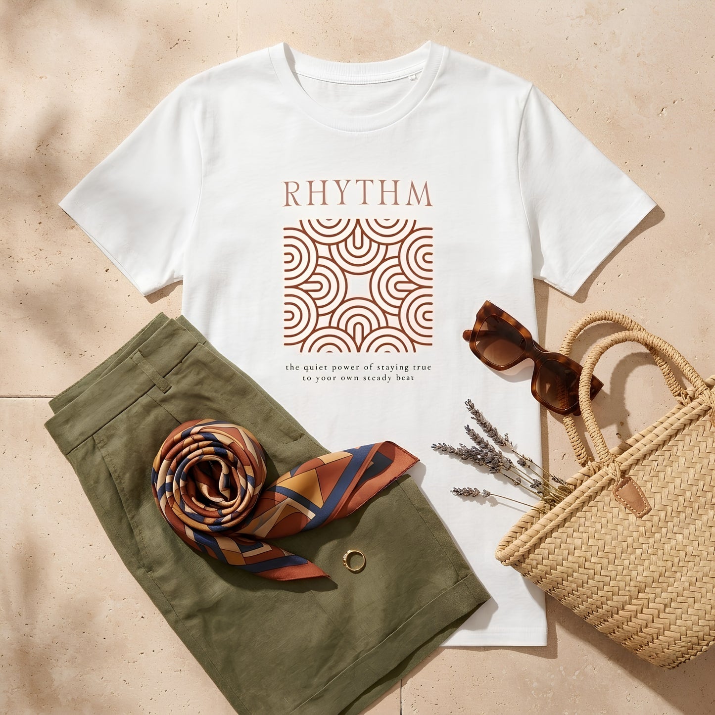 The RHYTHM Tee | White — Terracotta