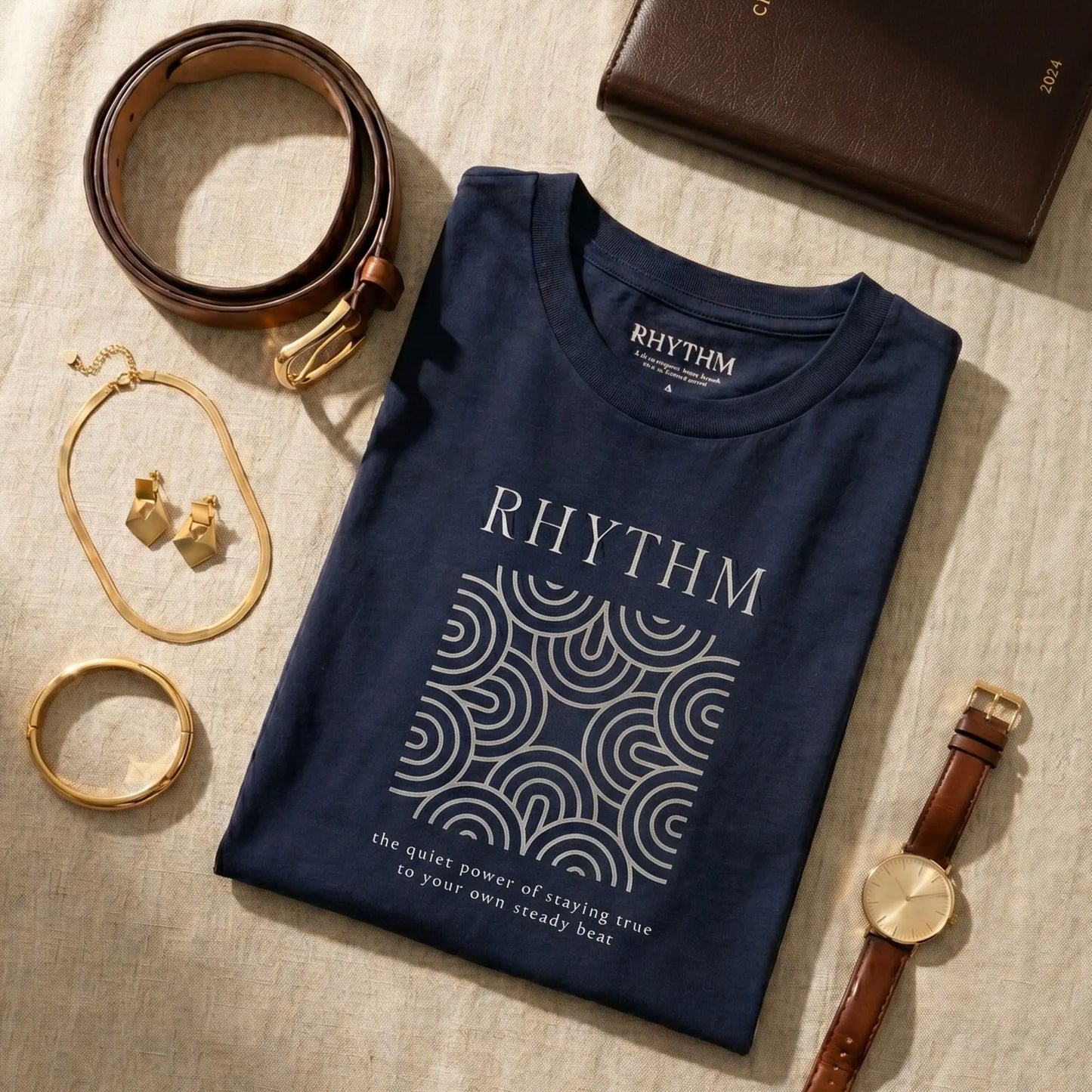 The RHYTHM Tee | French Navy — White