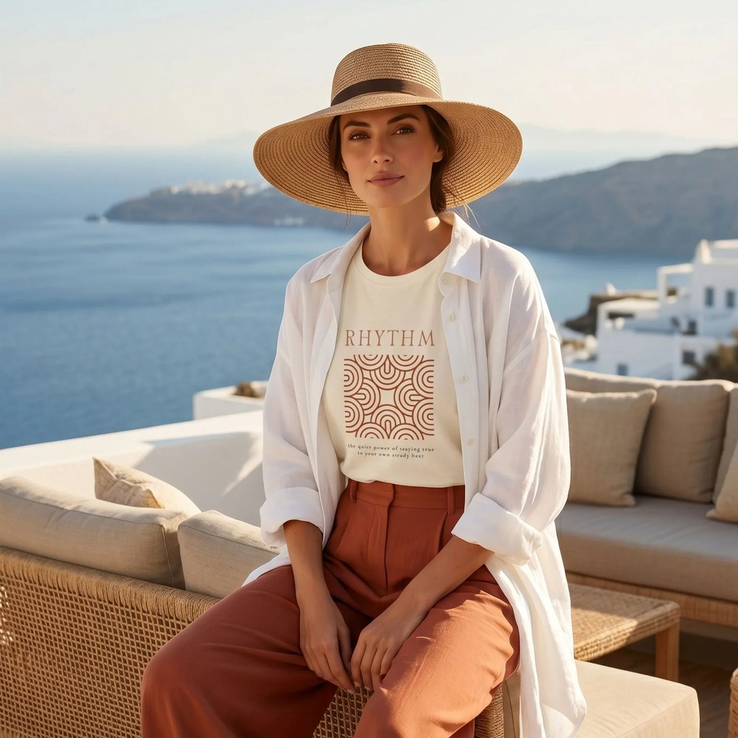 The RHYTHM Tee | Vintage White — Terracotta