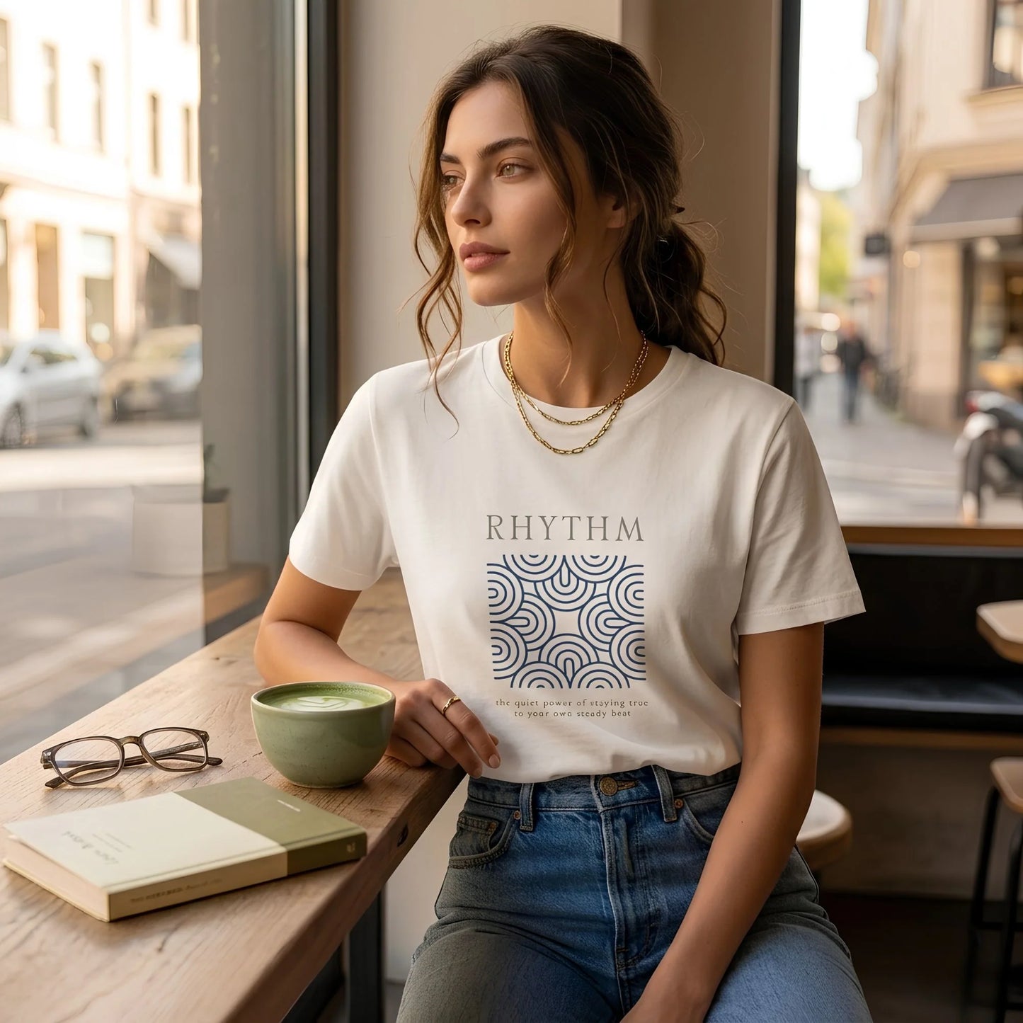 The RHYTHM Tee | White — Dusk Blue