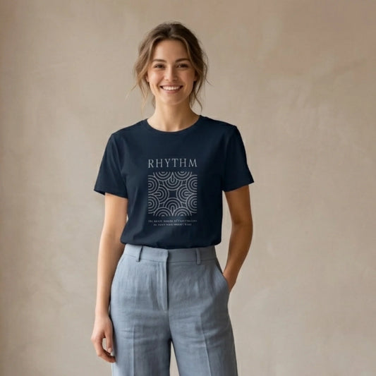 The RHYTHM Tee | French Navy — White