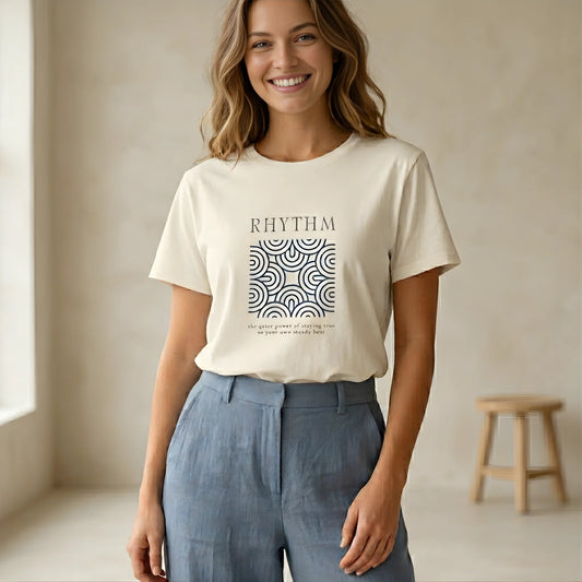 The RHYTHM Tee | Vintage White — Dusk Blue