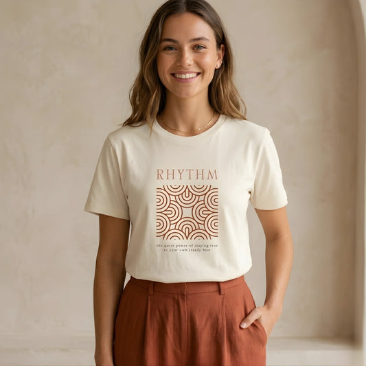 The RHYTHM Tee | Vintage White — Terracotta