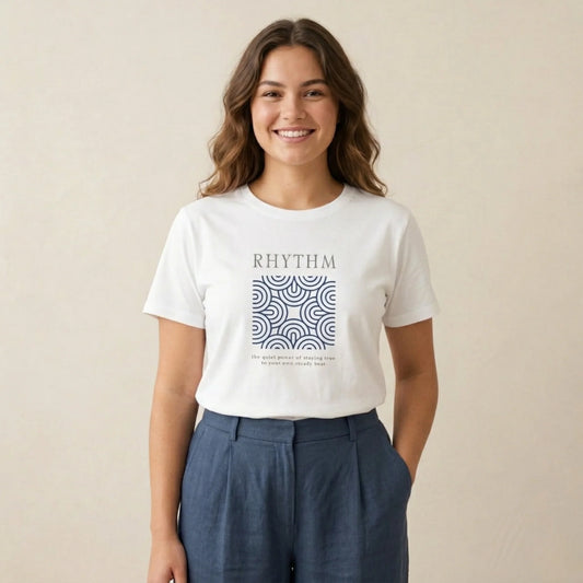 The RHYTHM Tee | White — Dusk Blue