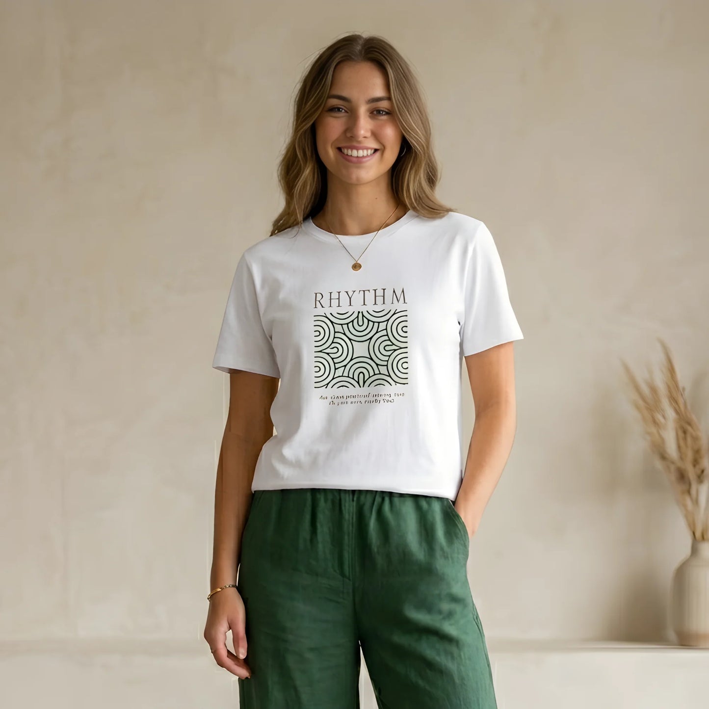 The RHYTHM Tee | White — Forest Green